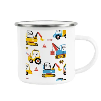 Hand drawing building truck, Κούπα Μεταλλική εμαγιέ λευκη 360ml