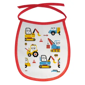 Hand drawing building truck, Σαλιάρα μωρού αλέκιαστη με κορδόνι Κόκκινη