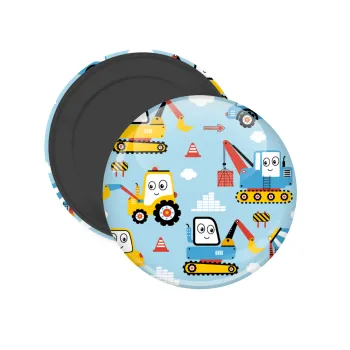 Hand drawing building truck, Μαγνητάκι ψυγείου στρογγυλό διάστασης 5cm