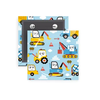 Hand drawing building truck, Κονκάρδα παραμάνα τετράγωνη 5x5cm