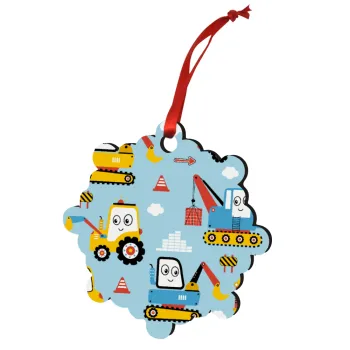 Hand drawing building truck, Στολίδι Χριστουγεννιάτικο στολίδι snowflake ξύλινο 7.5cm