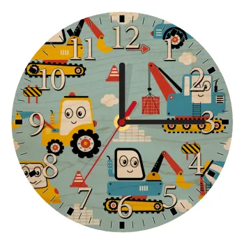 Hand drawing building truck, Ρολόι τοίχου ξύλινο plywood (20cm)