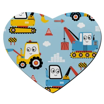 Hand drawing building truck, Mousepad καρδιά 23x20cm