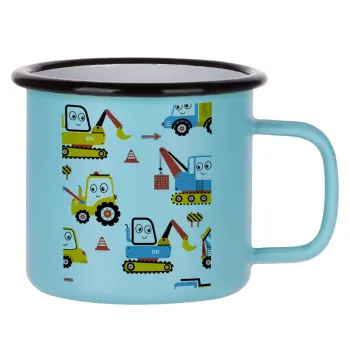 Hand drawing building truck, Κούπα Μεταλλική εμαγιέ ΜΑΤ σιέλ 360ml