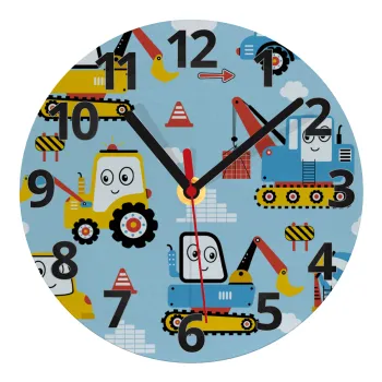 Hand drawing building truck, Ρολόι τοίχου γυάλινο (20cm)