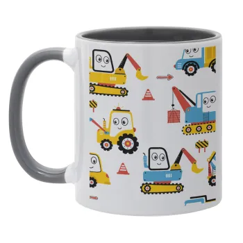 Hand drawing building truck, Mug colored grey, ceramic, 330ml