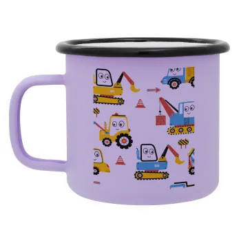 Hand drawing building truck, Κούπα Μεταλλική εμαγιέ ΜΑΤ Light Pastel Purple 360ml