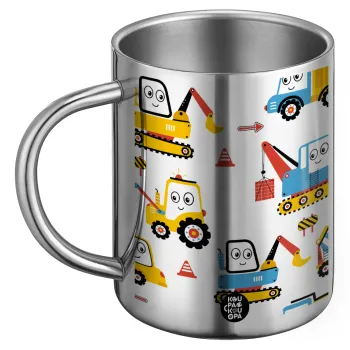 Hand drawing building truck, Ανοξείδωτη Μεταλλική Κούπα 450ml - Διπλού Τοιχώματος