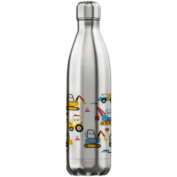 Hand drawing building truck, Inox (Stainless steel) hot metal mug, double wall, 750ml