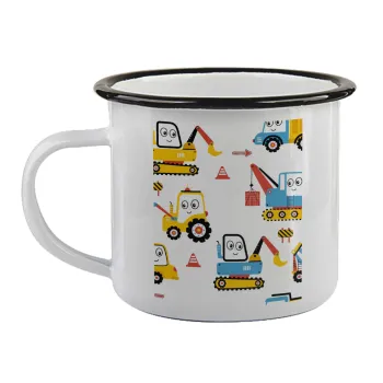 Hand drawing building truck, Κούπα εμαγιέ με μαύρο χείλος 360ml