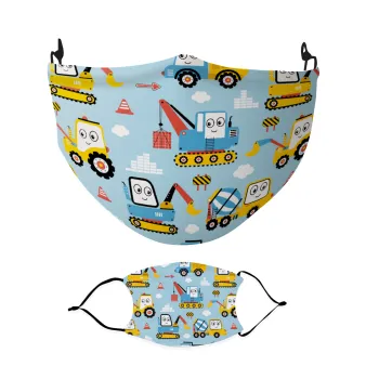 Hand drawing building truck, Μάσκα υφασμάτινη Ενηλίκων πολλαπλών στρώσεων με υποδοχή φίλτρου