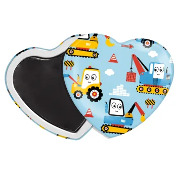 Hand drawing building truck, Μαγνητάκι καρδιά (57x52mm)