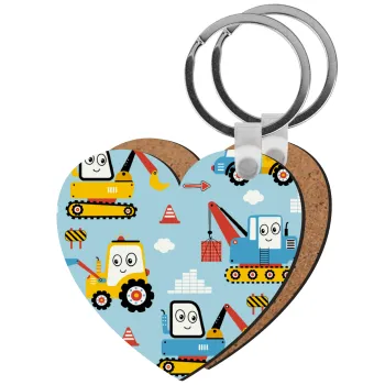 Hand drawing building truck, Μπρελόκ Ξύλινο καρδιά MDF