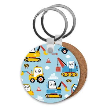 Hand drawing building truck, Μπρελόκ Ξύλινο στρογγυλό MDF Φ5cm