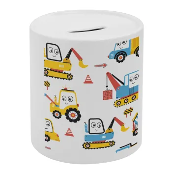 Hand drawing building truck, Κουμπαράς πορσελάνης με τάπα