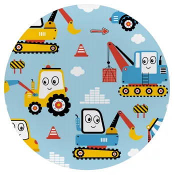 Hand drawing building truck, Mousepad Round 20cm