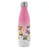Metal mug thermos Pink/White (Stainless steel), double wall, 500ml