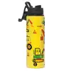 Metallic water bottle with safety lid, 850ml aluminum