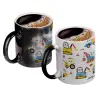 Color changing magic Mug, ceramic, 330ml when adding hot liquid inside, the black colour desappears (1 pcs)