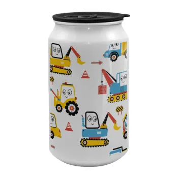 Hand drawing building truck, Κούπα ταξιδιού μεταλλική με καπάκι (tin-can) 500ml