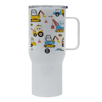 Hand drawing building truck, Tumbler με καπάκι, διπλού τοιχώματος (θερμό) 750L