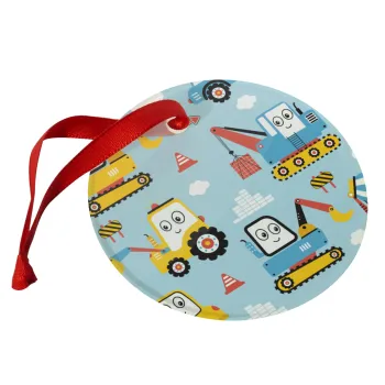 Hand drawing building truck, Στολίδι Χριστουγεννιάτικο στολίδι γυάλινο 9cm