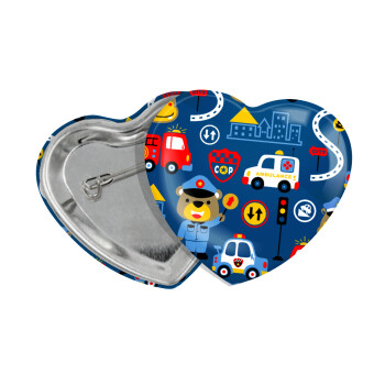 Rescue team cartoon, Κονκάρδα παραμάνα καρδιά (57x52mm)