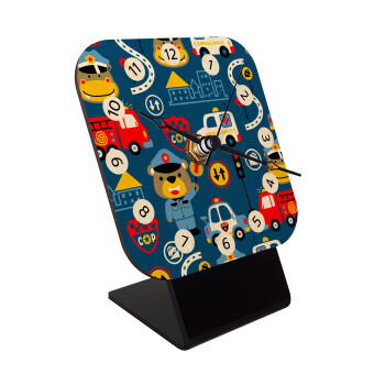 Rescue team cartoon, Επιτραπέζιο ρολόι σε φυσικό ξύλο (10cm)