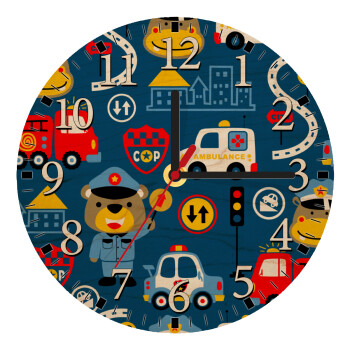 Rescue team cartoon, Ρολόι τοίχου ξύλινο plywood (20cm)