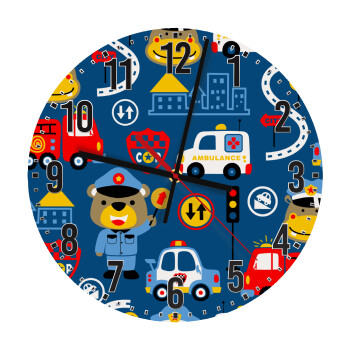 Rescue team cartoon, Ρολόι τοίχου ξύλινο (30cm)