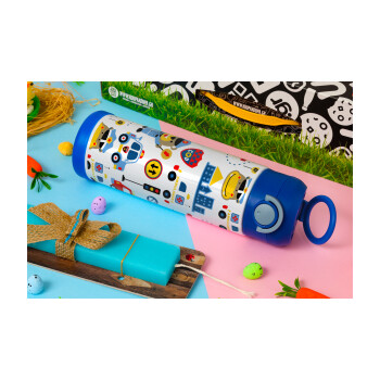 Rescue team cartoon, Easter candle, Childrens hot water bottle, stainless steel, with safety straw, BLUE (500ml)