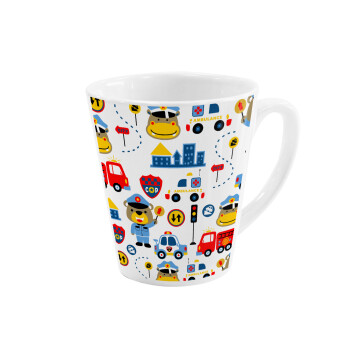 Rescue team cartoon, Κούπα κωνική Latte Λευκή, κεραμική, 300ml