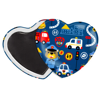 Rescue team cartoon, Μαγνητάκι καρδιά (57x52mm)
