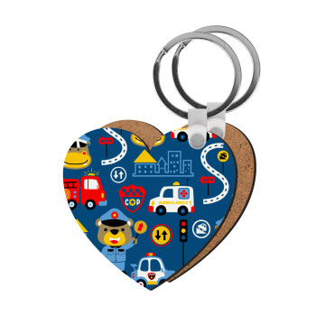 Rescue team cartoon, Μπρελόκ Ξύλινο καρδιά MDF