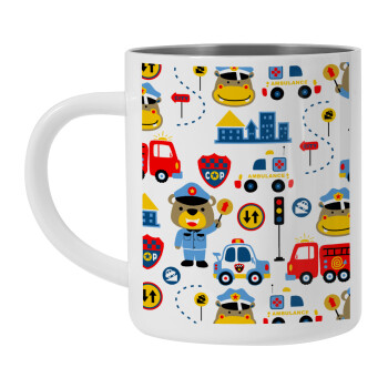 Rescue team cartoon, Mug Stainless steel double wall 300ml