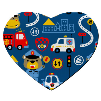 Rescue team cartoon, Mousepad heart 23x20cm