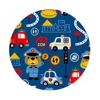 Rescue team cartoon, Mousepad Round 20cm