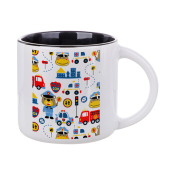 Rescue team cartoon, Κούπα κεραμική 400ml Λευκή/Μαύρη