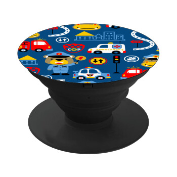 Rescue team cartoon, Phone Holders Stand  Black Hand-held Mobile Phone Holder