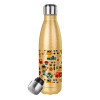 Glitter gold stainless steel thermos bottle, double-walled, 500ml