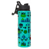 Metallic water bottle with safety lid, 850ml aluminum