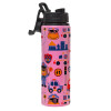 Metallic water bottle with safety lid, 850ml aluminum