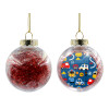 Transparent Christmas tree ball ornament with red filling 8cm