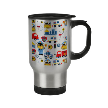 Rescue team cartoon, Κούπα ταξιδιού ανοξείδωτη με καπάκι, διπλού τοιχώματος (θερμό) 450ml