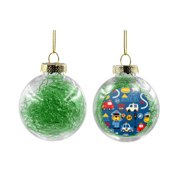 Rescue team cartoon, Χριστουγεννιάτικη μπάλα δένδρου διάφανη με πράσινο γέμισμα 8cm