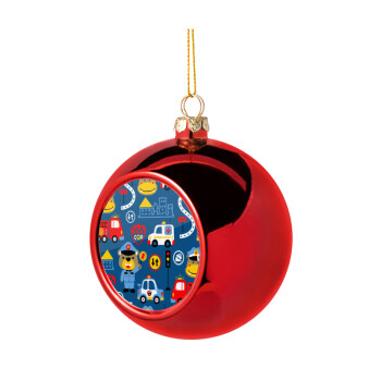 Rescue team cartoon, Christmas tree ball Red 8cm