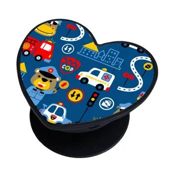 Rescue team cartoon, Phone Holders Stand  καρδιά Μαύρο Βάση Στήριξης Κινητού στο Χέρι