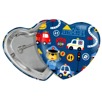 Rescue team cartoon, Κονκάρδα παραμάνα καρδιά (57x52mm)