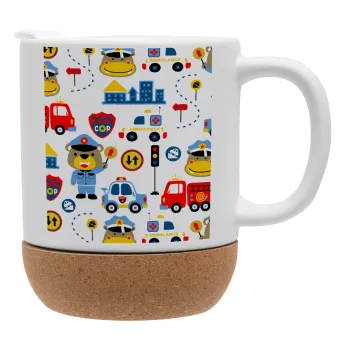 Rescue team cartoon, Ceramic coffee mug Cork (MAT), 330ml