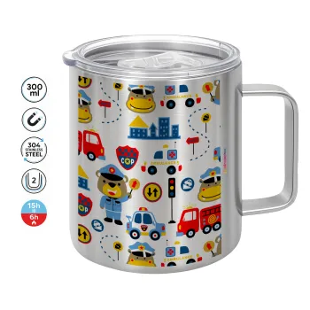 Rescue team cartoon, Mug Stainless steel double wall 300ml